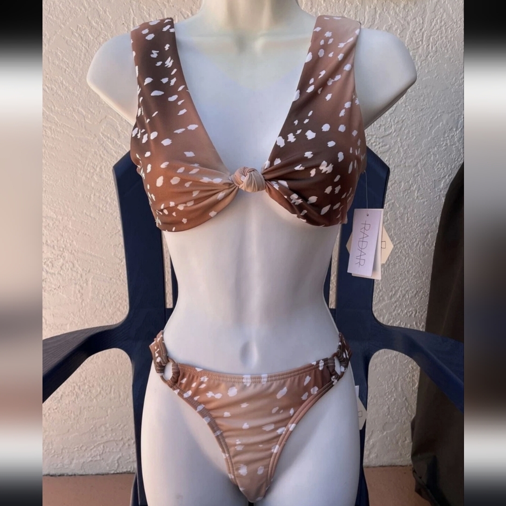 Brown & White Polka Dot Bikini